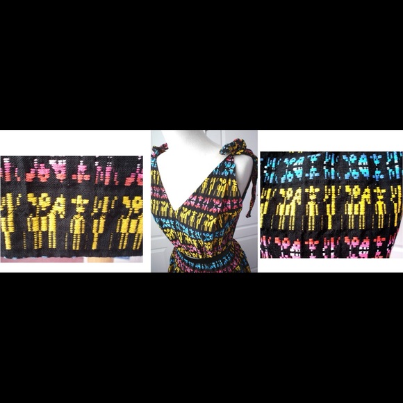 Vintage IKAT Embroidered Party Dress HORSES - Picture 7 of 14